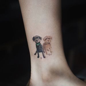 Two tiny poodles from Sol Tattoo's (IG—soltattoo) awesome portfolio. #adorable #micropuppies #minature #realism #SolTattoo