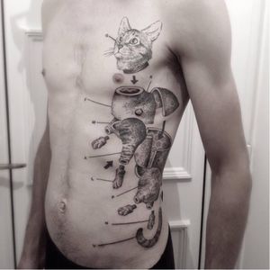 Cat tattoo by Otto D'Ambra #OttoDAmbra #surreal #engraving #blackwork #cat