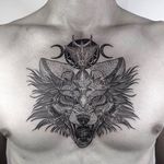Wolf Chest piece Tattoo by Silwou @Silwou #Silwou #Silwouink #Silwoutattoo #Super7Tattoo #Black #Blackwork #Lithuania #Vilnius #Wolf