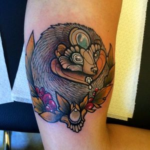 Hedgehog tattoo by Miss Juliet. #hedgehog #animal #jewel #missjuliet