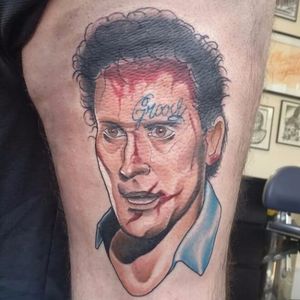 Ash Williams tattoo by Matt Youl #ashwilliams #evildead #bloody #blood #chainsaw #horror #MattYoul