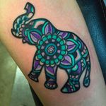 Geometric elephant tattoo by Jenn Siegfried #geometric #colored #Elephant #mandala #JennSiegfried