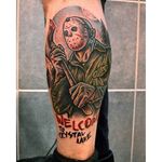Jason Voorhees Tattoo by @dimitris_v_tattooer #JasonVoorhees #FridayThe13th #horror #dimitristattooer #13 #moviecharacter #axe #mask