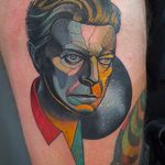 David Bowie Neotraditional Portrait Tattoo by @NikTheRookie at @PureMorningTattoo #NikTheRookie #PureMorningTattoo #Italy #neotraditional #portrait #DavidBowie