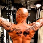 Vin Diesel's back piece. Those eyes look quite familiar.. #vindiesel #paulwalker #celebtattoos #fastfurious #tattooedcelebrity #tattooedceleb #backpiece