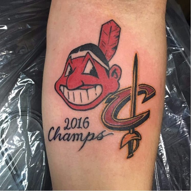 Tattoo uploaded by Joe • Dude got a Cleveland Indian 2016 Champs