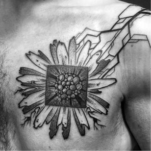 Tatuaje de flor de Krusty Cola #KrustyCola #graphic #blackwork #flower #blckwrk