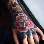 Rose Tattoo by Victor Vaclav #traditional #oldschooltattoo #classictattoos #boldwillhold #VictorVaclav