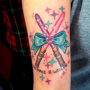 Light saber tattoo by Laura Anunnaki. #LauraAnunnaki #magicalgirl #grlpwr #girlpower #magic #feminist #anime #anime #sparkly #girly #kawaii #starwars #lightsaber
