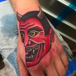 Devil head on hand. Tattoo by Chris Marchetto. #traditional #devilshead #chrismarchetto #traditional