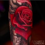 Beautiful painterly style tattoo of a rose done by London Reese. #LondonReese #coloredtattoo #rose