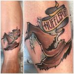 Harry Potter tattoo by Jessica White. #JessicaWhite #jawtattoos #neotraditional #harrypotter #hp #book #movie #sortinghat #hufflepuff