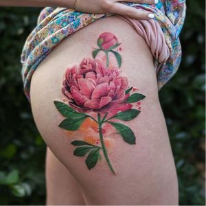Amazing flower tattoo by Joice Wang #JoiceWang #watercolor #graphic #nature #flower #floral