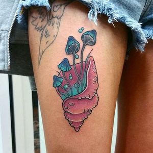 Mushroom Tattoo by Cheri May Gourlay #mushroom #mushroomtattoo #mushroomtattoos #fungi #fungitattoo #fungitattoos #mushroomdesigns #CheriMayGourlay