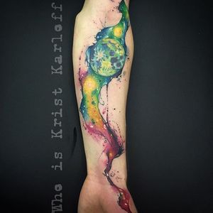Watercolor Galaxy Tattoo by Krist Karloff #WatercolorGalaxy #WatercolorGalaxyTattoo #GalaxyTattoo #Galaxy #Watercolor #WatercolorTattoo #Space #WatercolorSpaceTattoo #KristKarloff