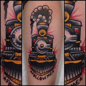 Traditional train tattoo by kingfantastic on Instagram. #traditional #train #metro #antique