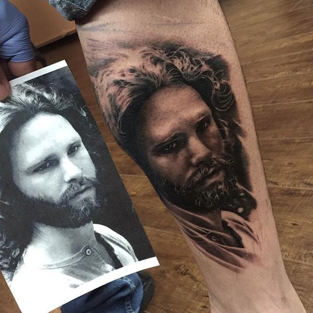 jim morrison tattoo  Portrait of Jim Morrison by Amanda Cor  Good  Fortune Tattoo Savannah  Flickr