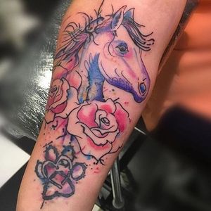 Watercolor Horse Tattoo by Craig Voodoo Tattoo #horse #horsetattoo #watercolor #watercolorhorse #watercolorhorsetattoo #watercolortattoos #CraigVoodooTattoo