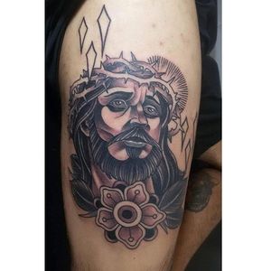 Black and Grey Jesus Tattoo by Wilson Junior #blackandgrey #Jesus #BlackandGreyJesus #Religious #Christ #WilsonJunior