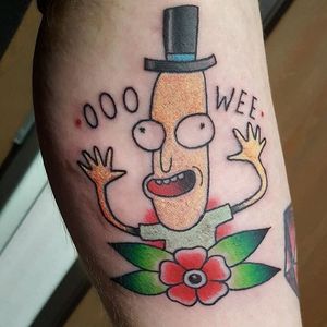 An excited Mr Poopybutthole. Tattoo by Ian Rice #RickAndMorty #MrPoopybutthole #cartoon #IanRice