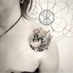 Flower tattoo by Marie Roura #MarieRoura #graphic #spiritual #flower #dotwork