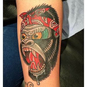 Lo Gorilla, done at the Red Wright Tattoos #GorillaTattoo #gorilla #animal #RedWrightTattoos