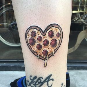 Pizza heart by Megan Massacre #MeganMassacre #color #pizza #heart #tattoooftheday