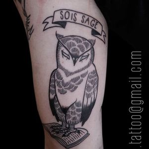 Owl tattoo by La Buse #LaBuse #blackwork #illustrative #owl #blckwrk #btattooing