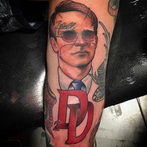 Daredevil Tattoo by Matt Youl #Daredevil #neotraditional #neotraditionalartist #nerdy #nerdtattoo #MattYoul