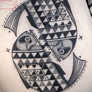 Fish tattoo by David Hale #DavidHale #fish #blackwork #geometry #geometric