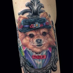 A very sophistacted Pomeranian in her Sunday outfit by Marc Durrant (IG—marcdurrant). #fancy #MarcDurrant #pettattoos #Pomeranian #portraits