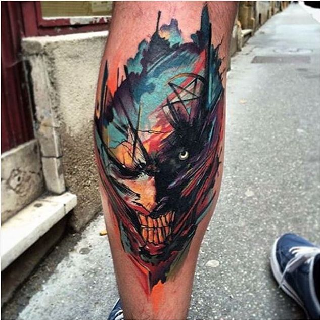 Tattoo uploaded by Byron Zuñiga • Batman que rie #royalpaintattoo  #byronzuñiga #geektattoo #comictattoo #guatemala #dccomics #eternalink  #peakneedles • Tattoodo