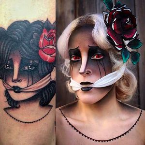 Gypsy girl Tattoo-inspired Makeup Art by @Pompberry #Pompberry #Makeup #Art #PompberryMakeupArt #gypsygirl #girl #girltattoo