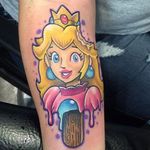 Princess Peach Popsicle Tattoo by Justin Forgea #popsicle #popsicletattoo #popculture #gamertattoos #movie #JustinForgea