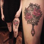 Floral tattoo by Santi Bord #SantiBord #neotraditional #floral #flower #mirror
