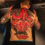 Massive Hannya back tattoo in the works done by Jaroslaw Baka. #jaroslawbaka #neojapanese #neooriental #coloredtattoo #Hannya #backtattoo