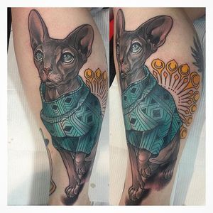 Sphynx Cat by Tiny Miss Becca (via IG-s6girl) #ornate #neotraditional #tinymissbecca #largescale #colorful