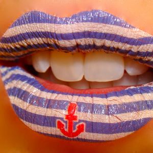 Nautical themed Temporary Lip Tattoo #Temporary #LipTattoo #LipArt #Lip #Art #LipTattoos #LipSticker