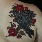 Crow and flowers by Yuuz Tattooer (via IG-yuuztattooer) #floral #flowers #crow #color #illustrative #japaneseinspired #yuuztattooer