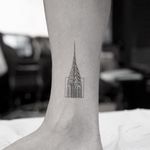 Chrysler Building tattoo by Mr K #MrK #newyorktattoo #ChryslerBuilding #architecture #small #building #artdeco