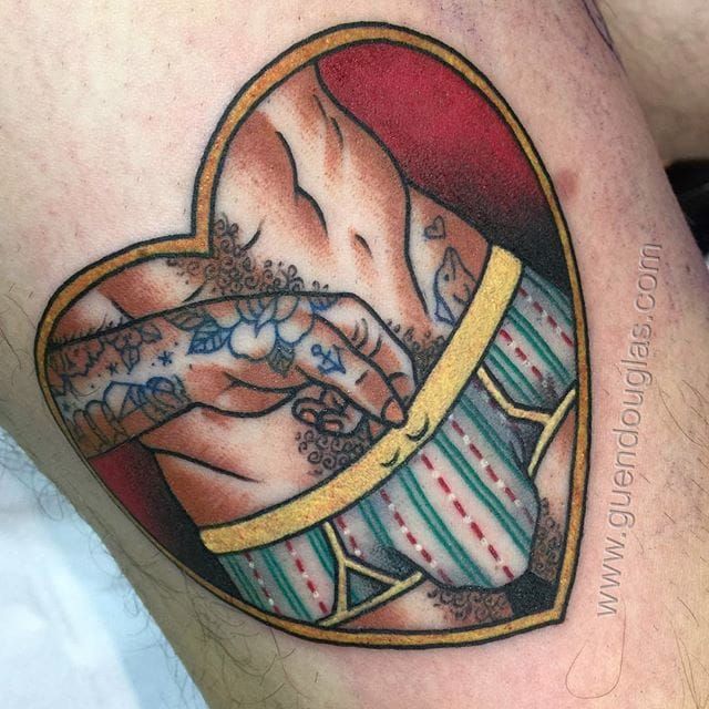 Tattoo uploaded by Xavier • Zany crotch tattoo by @Guen_Douglas.  #GuenDouglas #neotraditional #crotch #nsfw #underwear #sexy #lgbt • Tattoodo