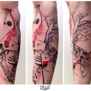 Graphic tattoo by Metamose #Metamose #graphic #contemporary #heart #tree