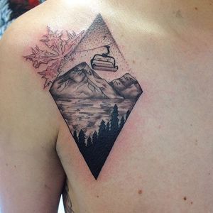 The view from the ski lift, by Bethany Saura #BethanySaura #AlpsTattoos #mountains #mountaintattoo