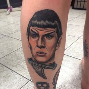 Spock tattoo by Dylan J West. #spock #leonardnimoy #startrek #scifi #portrait