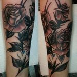Traditional black and grey rose tattoo by Dan Wickes via Facebook #DanWickes #AFineTattooEstablishment #roses