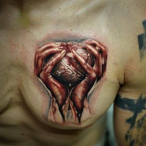 Double exposure heart tattoo #anatomicalhearttattoo #doubleexposuretattoo #realistictattoo #CarolineFriedmann