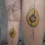 Abstract watercolor avocado tattoo by Mara Koekoek. #abstract #illustrative #watercolor #avocado #MaraKoekoek