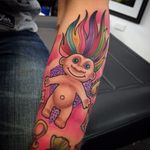 Troll Doll tattoo by Carly Baggins. #troll #doll #trolldoll #toy #CarlyBaggins #90s #90stattoo