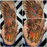 Huge and colorful phoenix tattoo by Rafa Serrano. #RafaSerrano #LTWtattoo #neotraditional #coloredtattoo #phoenix