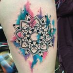 Watercolor Mandala Tattoo by Sarah Morton #watercolor #watercolormandala #watercolortattoo #mandala #mandalatattoo #mcolormandala #SarahMorton